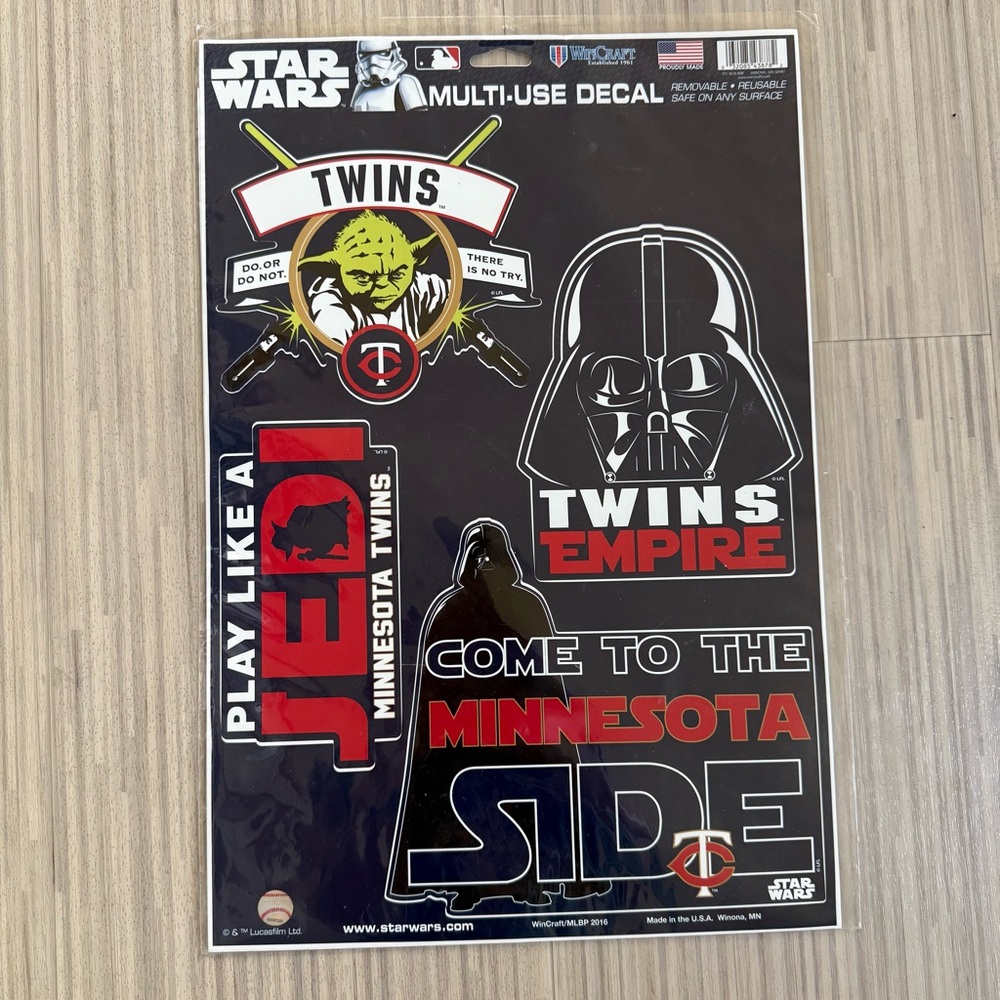 Star Wars / Minnesota Twins Collab Multi-Use Decal Set NWT